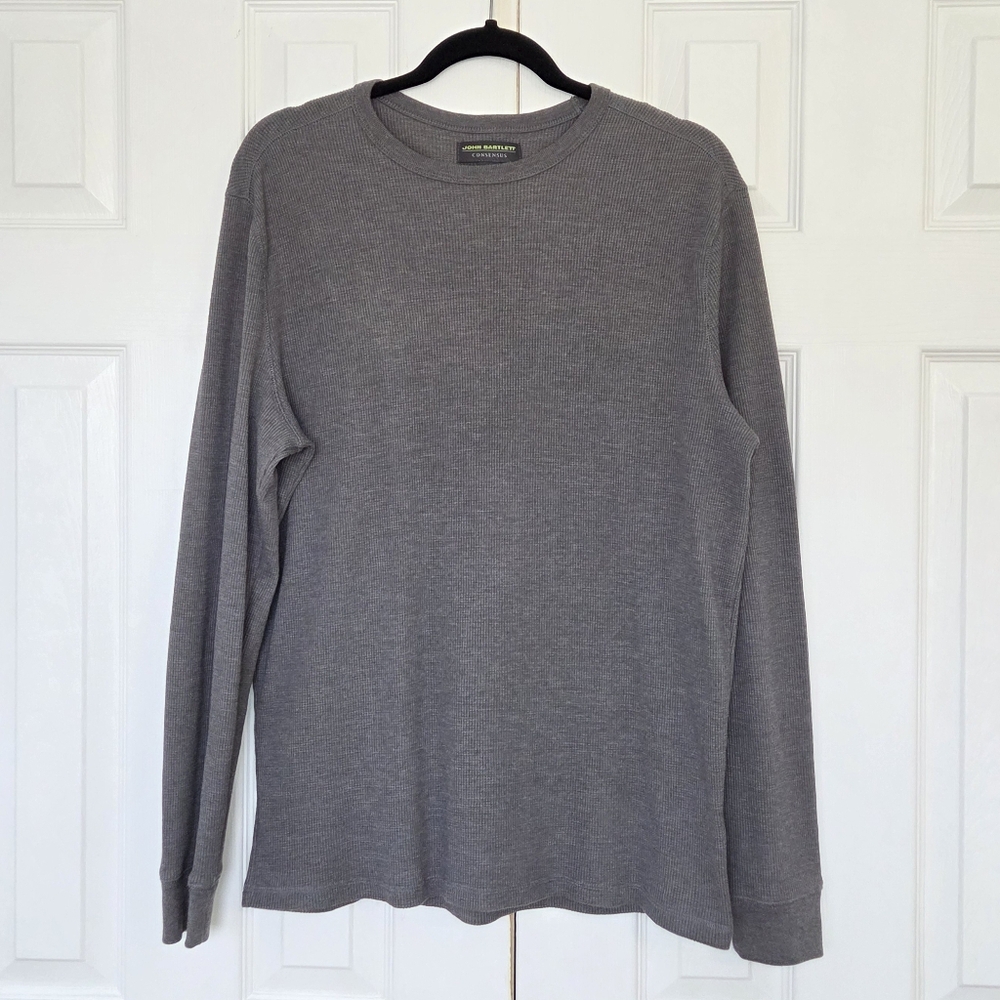 MENS JOHN BARTLETT CONSENSUS GRAY THERMAL LONG SLEEVE HENLEY SMALL